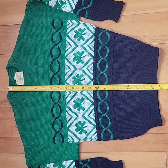 VTG Blarney woollen mills shamrock green sweater bigger kids size M - Picture 3 of 7